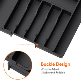 Eight compartments help separate spoons forks and knives neatly.