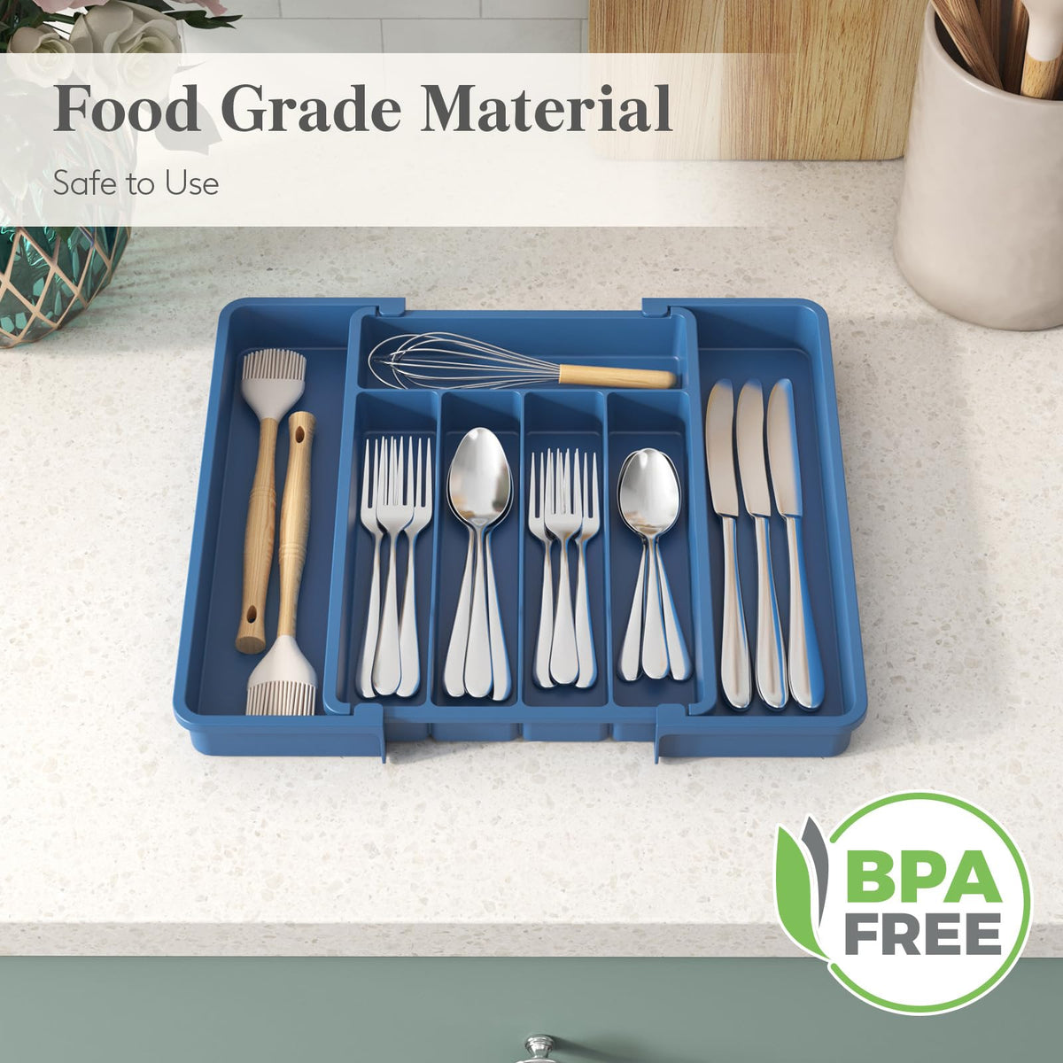 Lifewit silverware drawer organizer BPA free PP material for safety and durability