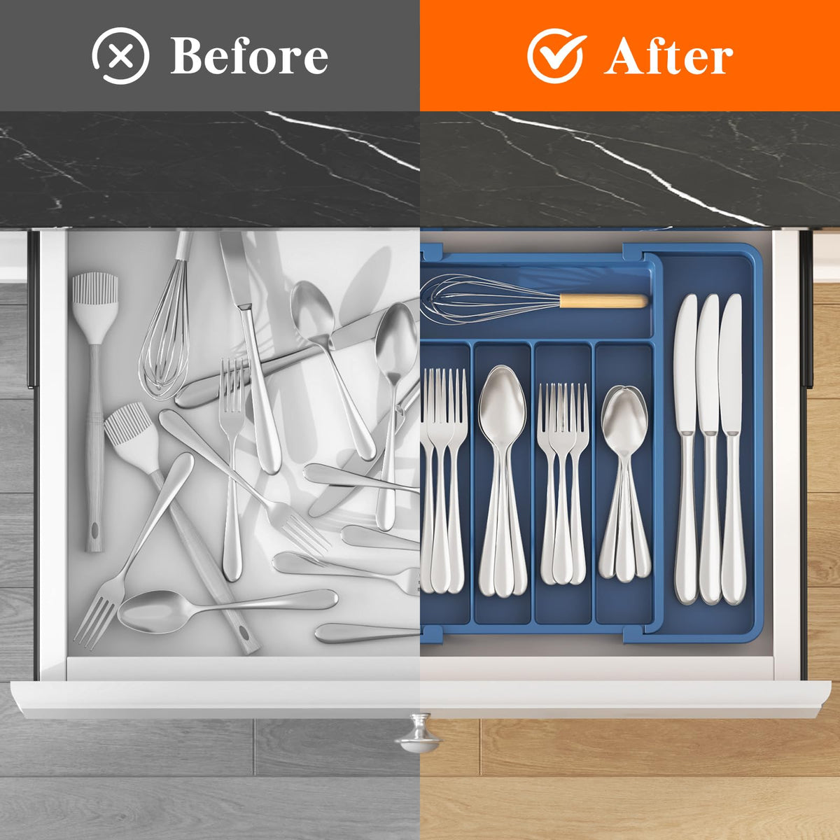 Lifewit silverware drawer organizer compact width fits small drawers