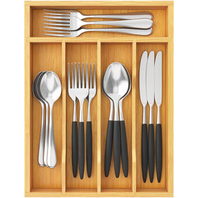 Lifewit silverware drawer organizer with five compartments for tidy storage