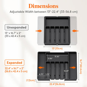Lifewit organizer compartments layout shows six to eight sections for easy cutlery separation