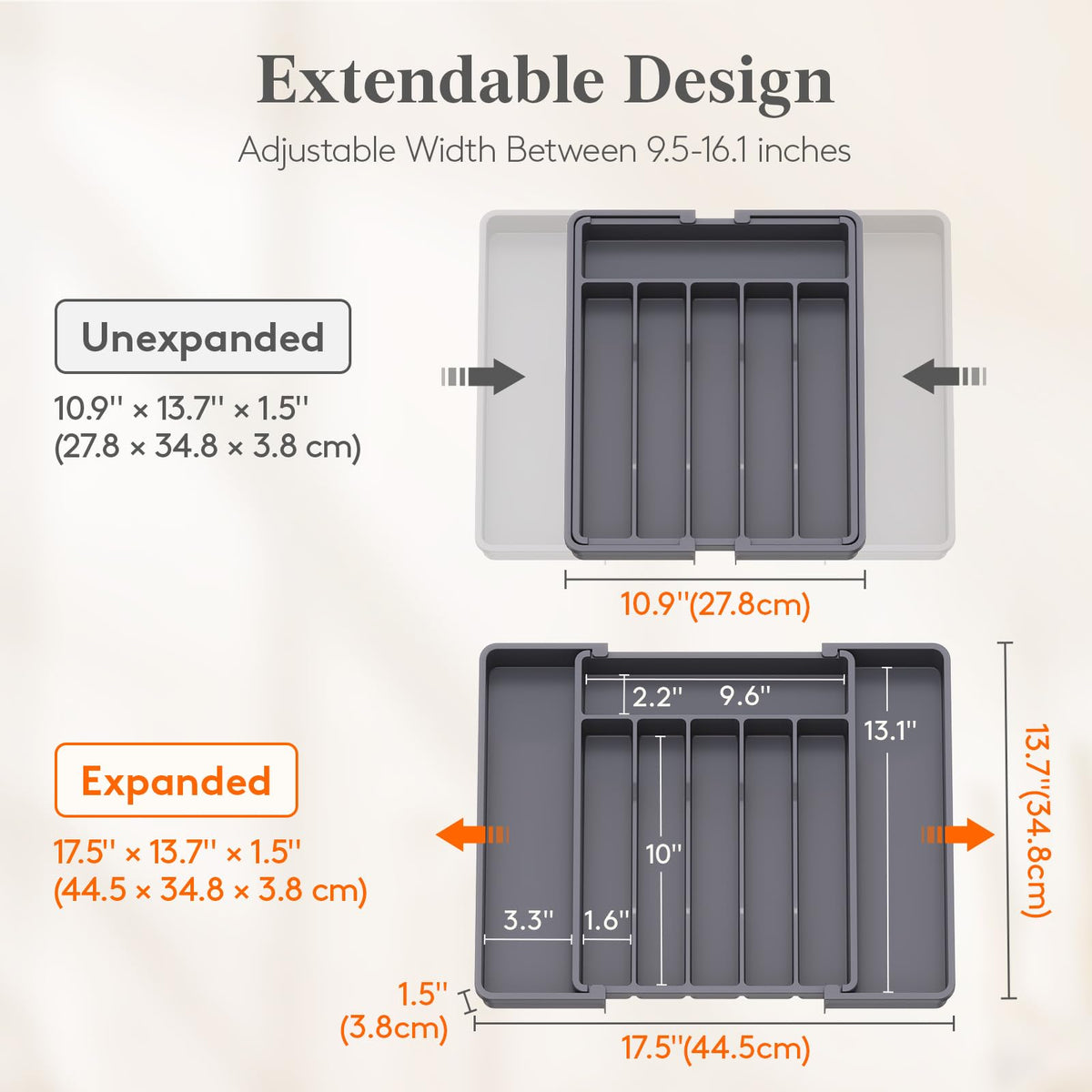 Lifewit expansion panels opened to reveal extra storage for more utensils in busy kitchens.