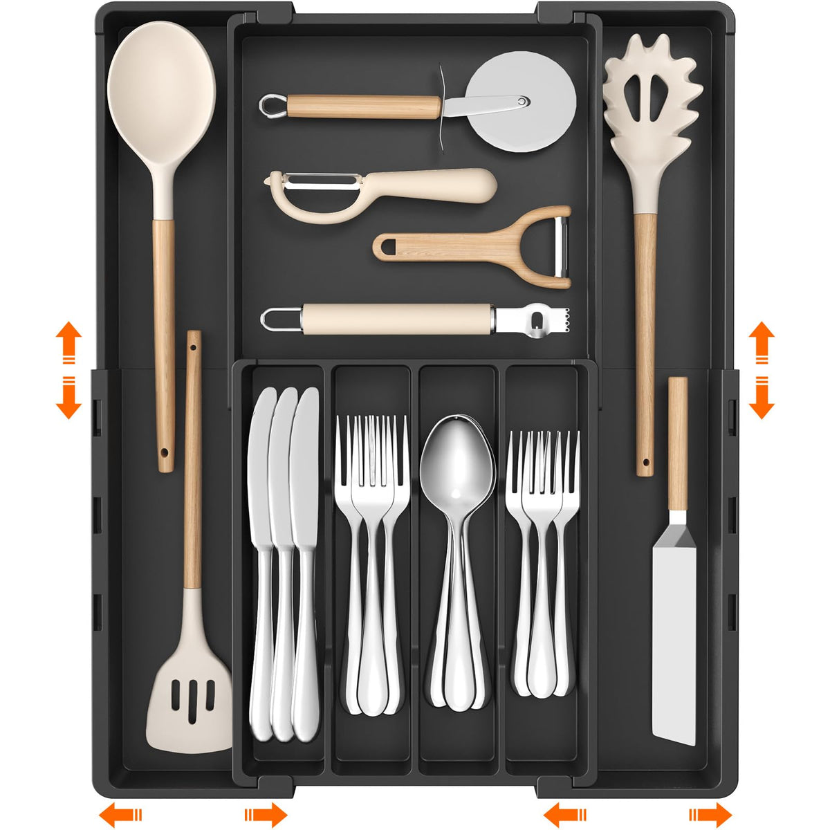 Lifewit silverware drawer organizer extendable frame for wider drawers
