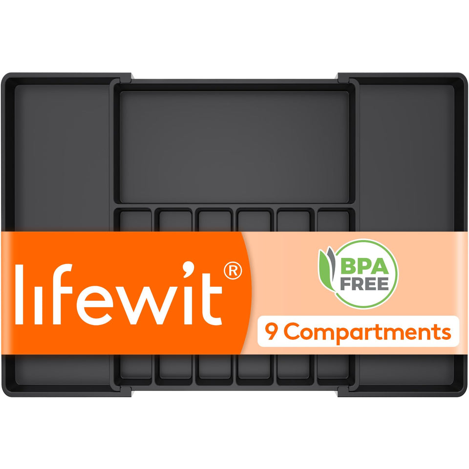 Lifewit silverware drawer organizer extended to fit large drawers