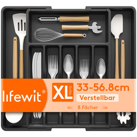 Lifewit silverware organizer folded width demonstrates compact storage for tight drawers