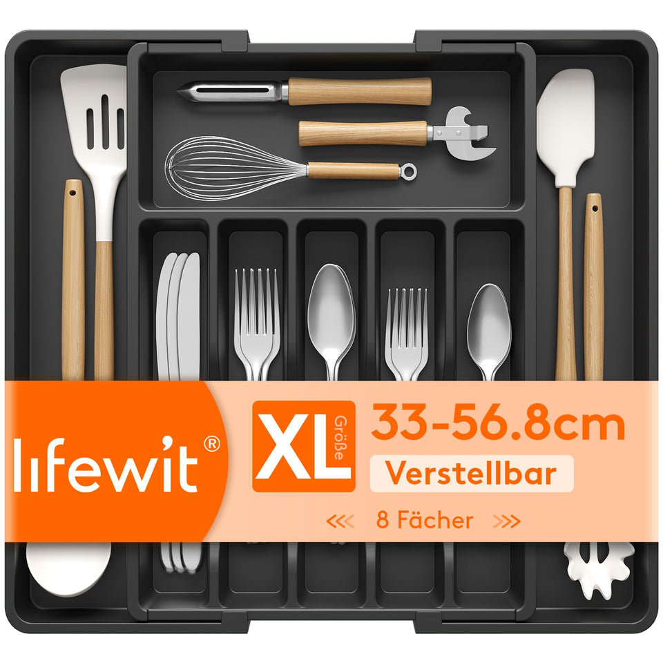 Lifewit silverware organizer folded width demonstrates compact storage for tight drawers