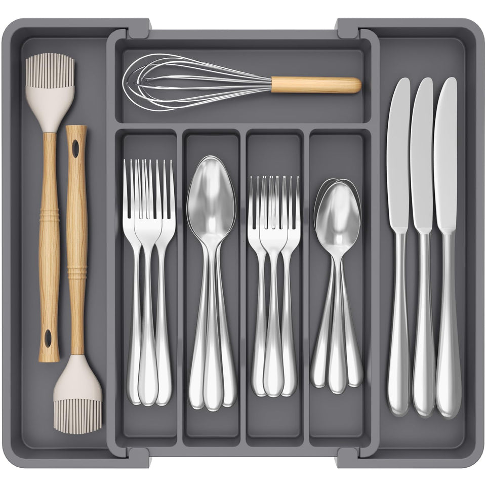 Lifewit silverware drawer organizer full drawer neatly displays cutlery for quick access