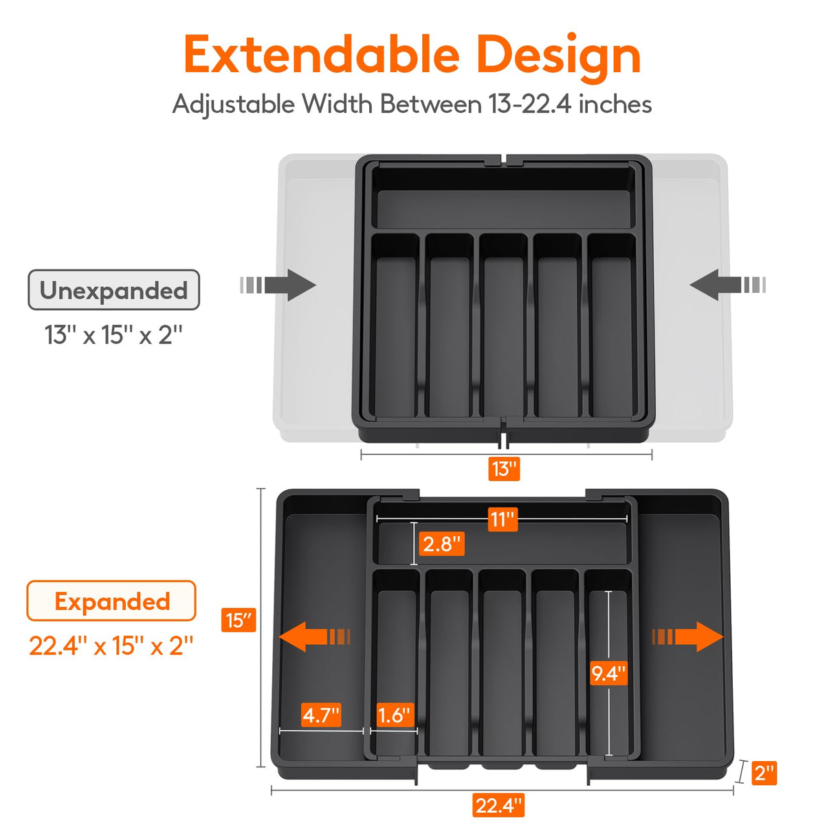 Fully folded Lifewit organizer fits narrow drawers with compact profile.