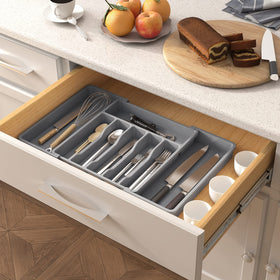 Lifewit grey organizer adds a tidy, modern look to any kitchen drawer.