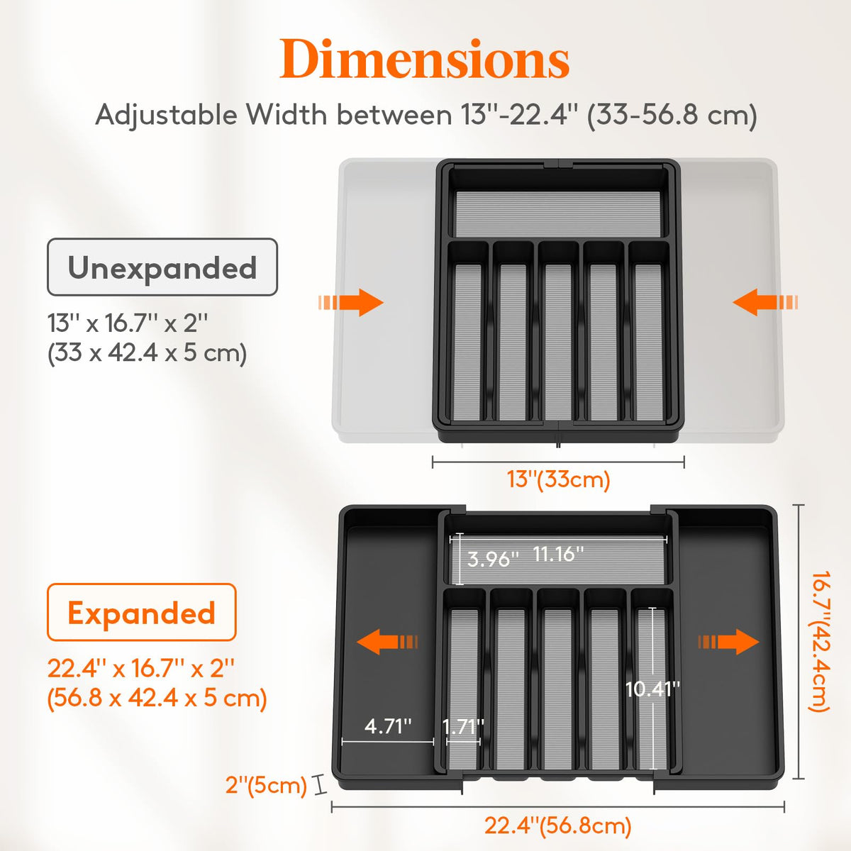 Large capacity Lifewit tray keeps utensils and kitchen items neatly organized.