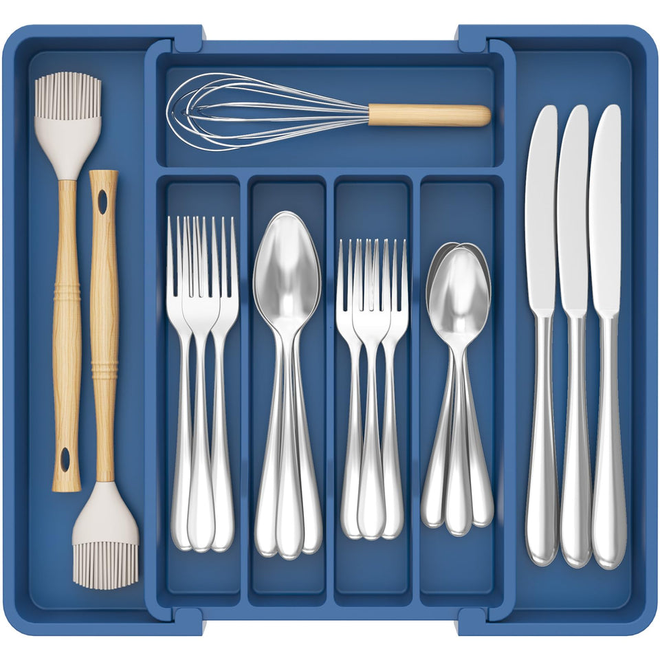 Lifewit silverware drawer organizer left expand panel adds space for utensils