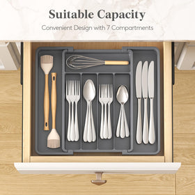 Lifewit seven-compartment tray sorts forks, spoons, and knives at a glance