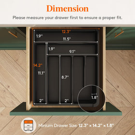Lifewit silverware organizer side angle showing compact, drawer-friendly design.