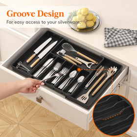 Lifewit expandable tray stores cutlery and small items beyond utensils.