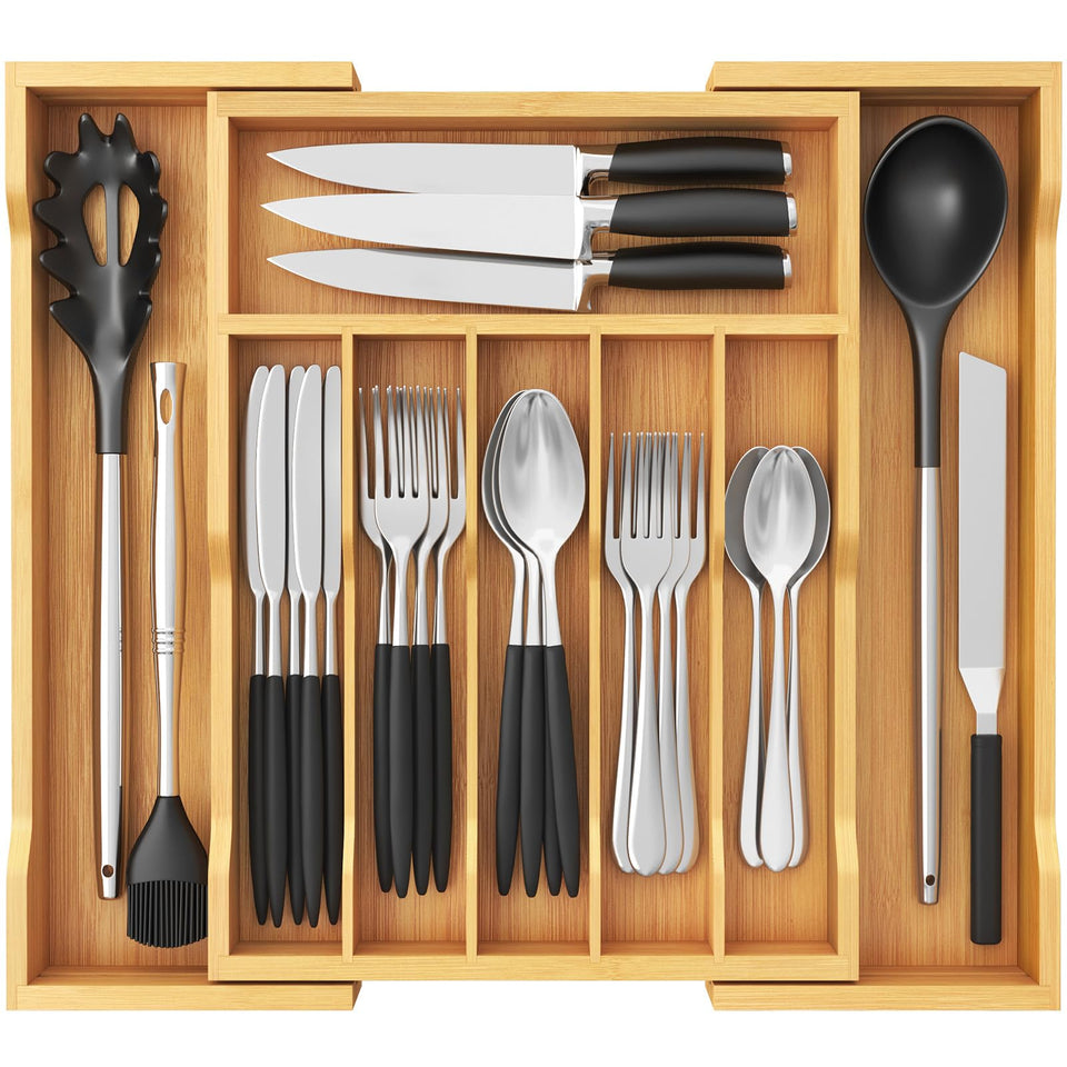 Lifewit silverware organizer with six compartments keeps utensils neatly separated
