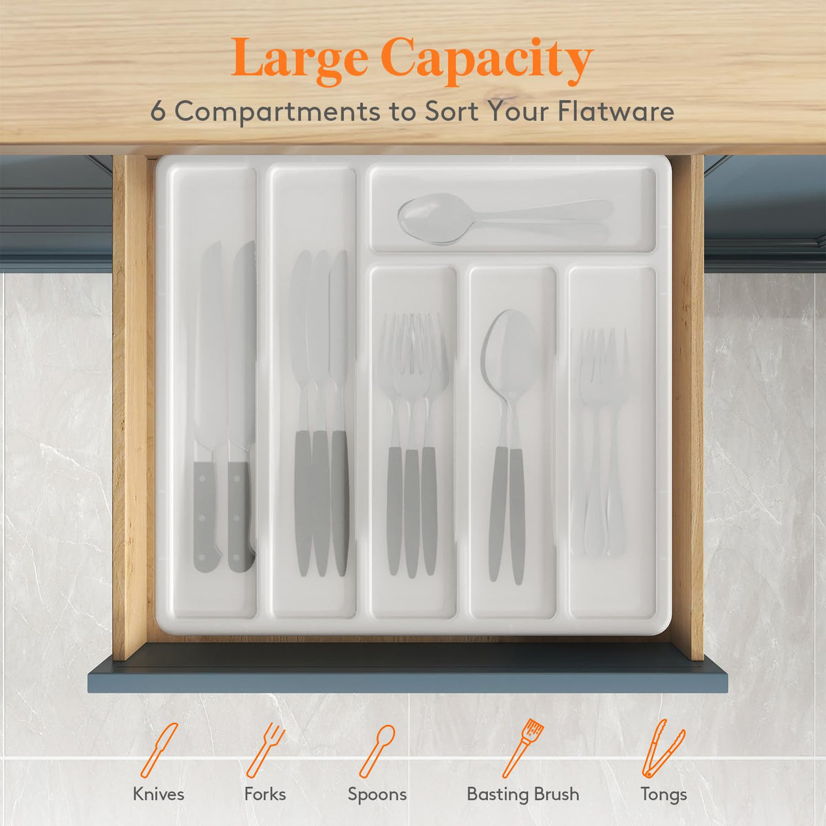 Lifewit fits most drawers with compact footprint and accessible groove design
