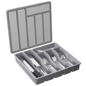 Lifewit silverware organizer with lid keeps utensils dust-free and ready.