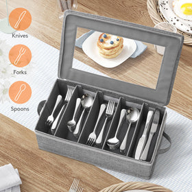 Lifewit silverware storage box lid with zipper for secure transport.