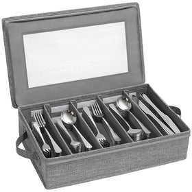 Lifewit silverware storage box top view keeps utensils organized and easy to access.