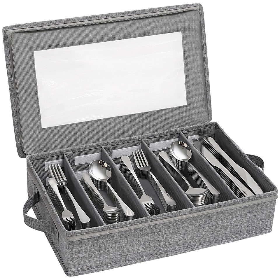 Lifewit silverware storage box top view keeps utensils organized and easy to access.
