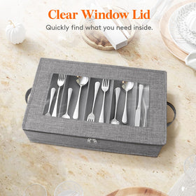 Lifewit silverware storage box transparent window helps locate utensils quickly.