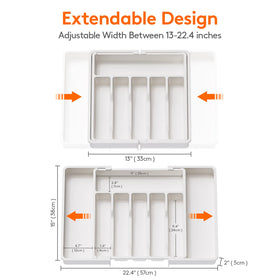 Lifewit organizer with 6-8 compartments keeps spoons, forks and knives neatly organized.