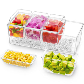 Lifewit Taco Bar Serving Set with four containers keeps sauces organized and chilled