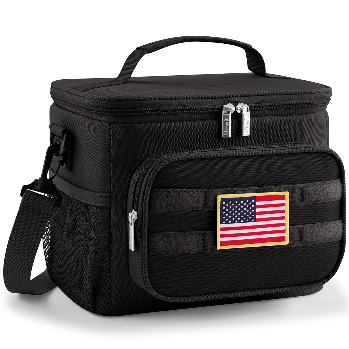 Lifewit Tactical Lunch Box front view showing MOLLE webbing for attachments.