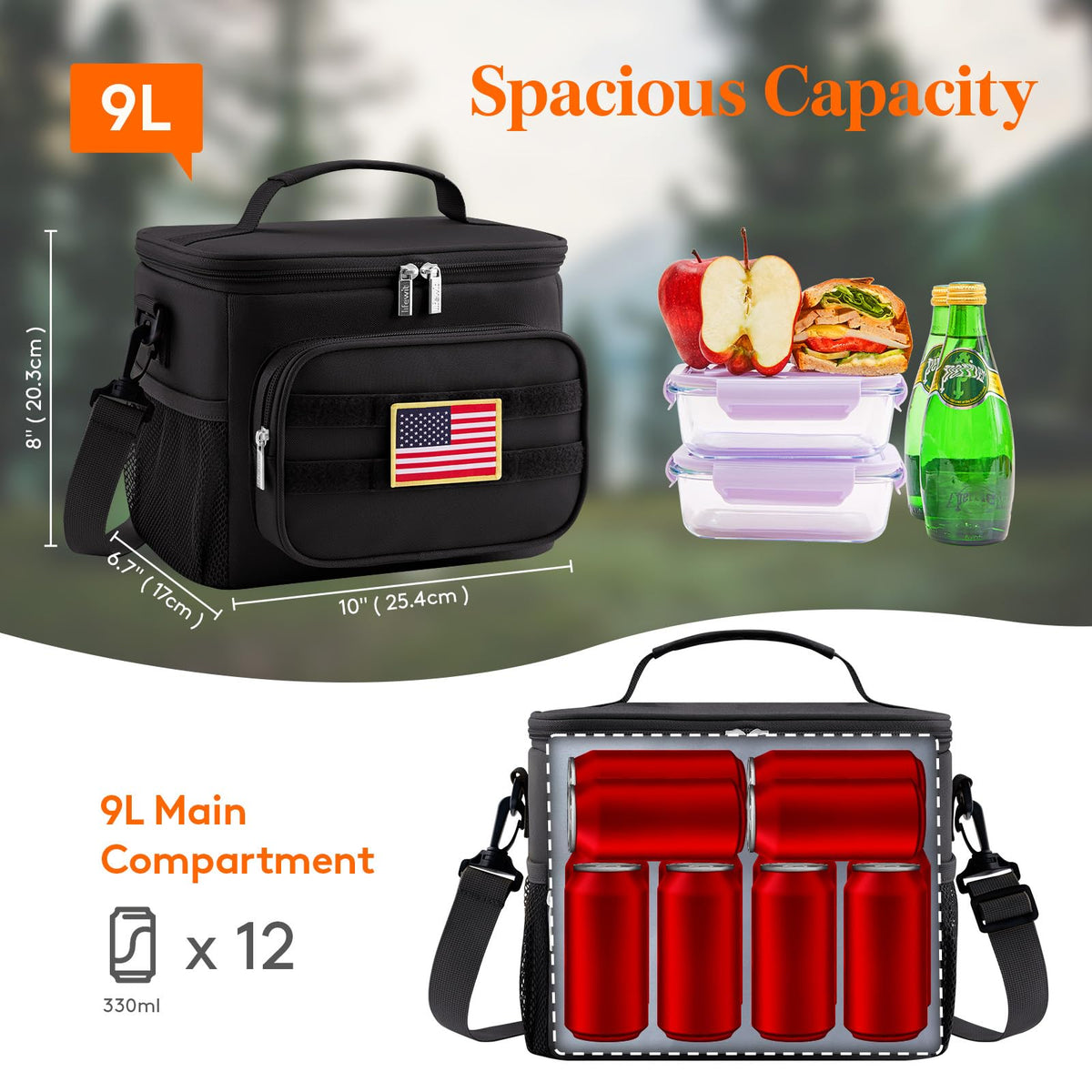 Lifewit 9L interior demonstrates spacious capacity for cans and containers.
