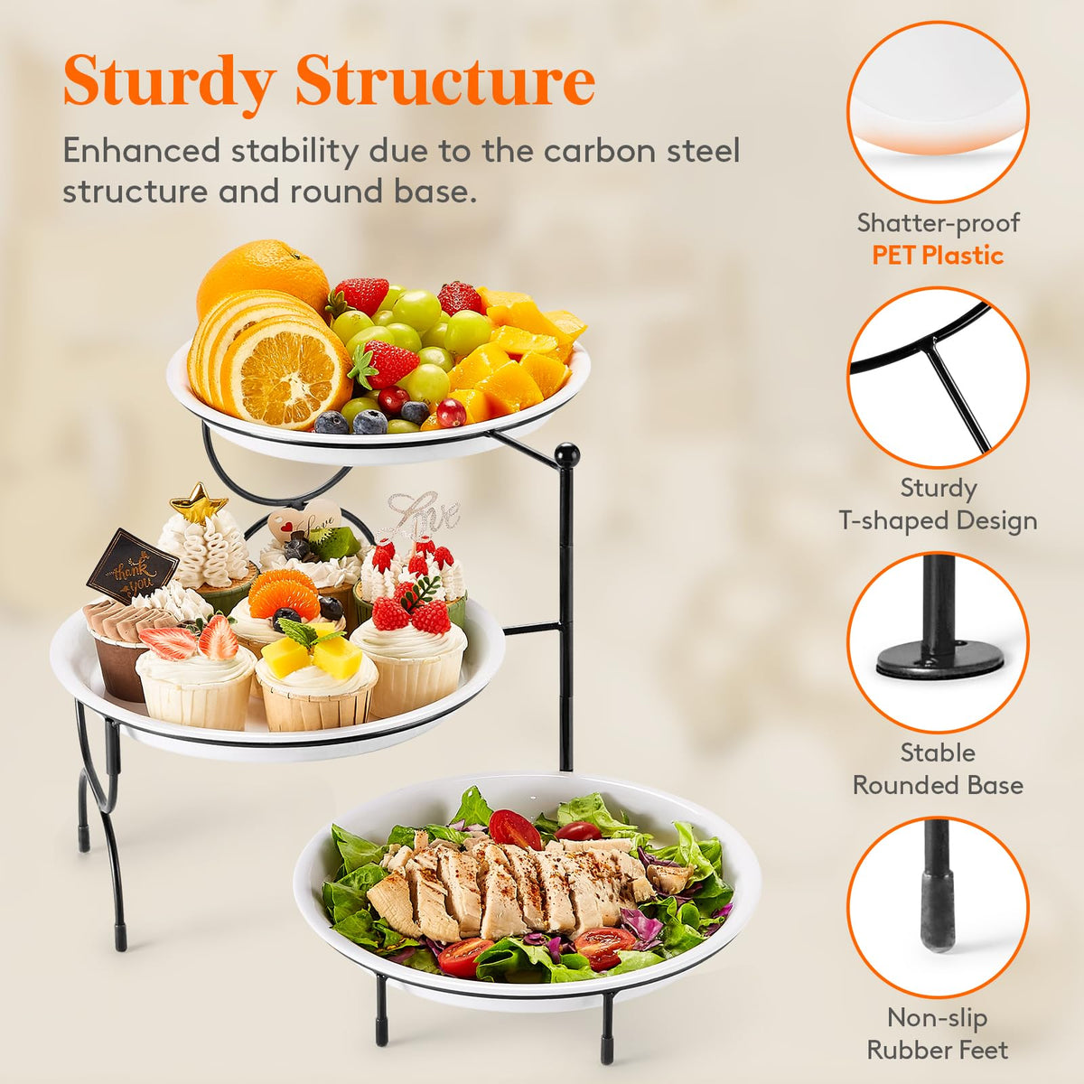 Lifewit tiered tray ideal for fruits, veggies, and cookies.