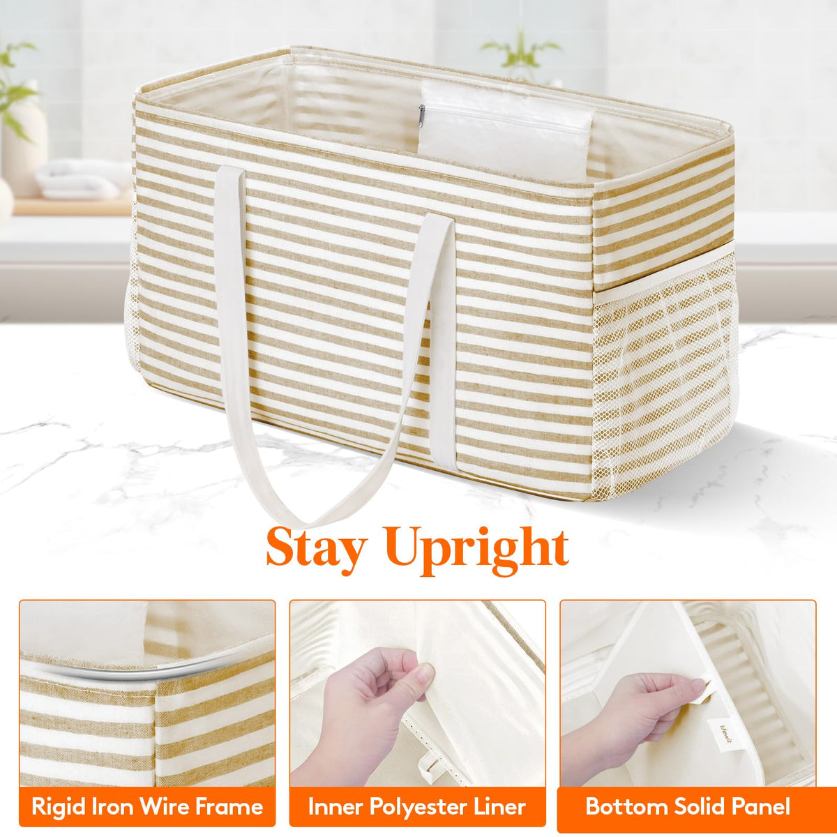 Lifewit tote bag with open wire frame for easy, spill-free loading.