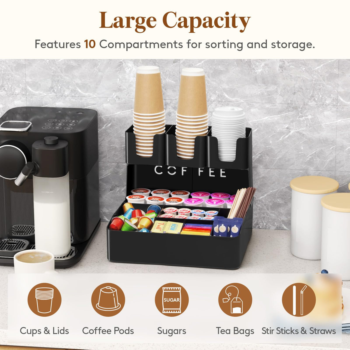 Lifewit two tier design saves counter space while grouping essentials.