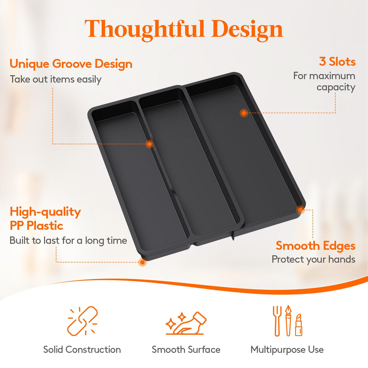 Lifewit black plastic organizer blends with modern kitchen decor