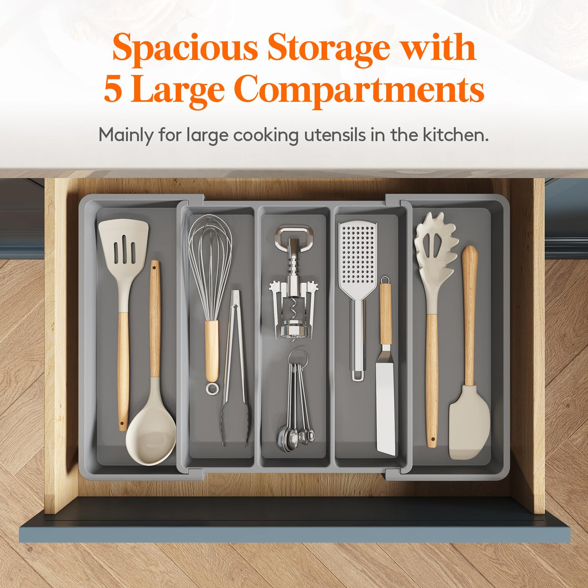 Lifewit BPA-free material preserves safe storage for silverware and spatulas.