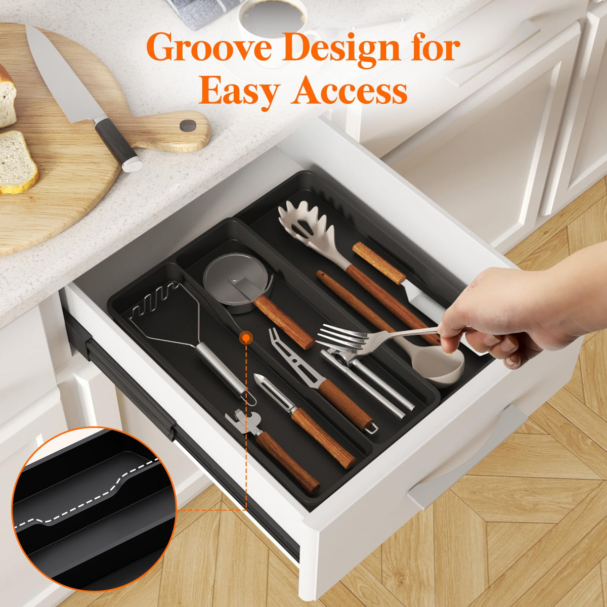 Lifewit compact tray stores utensils neatly on countertops when needed