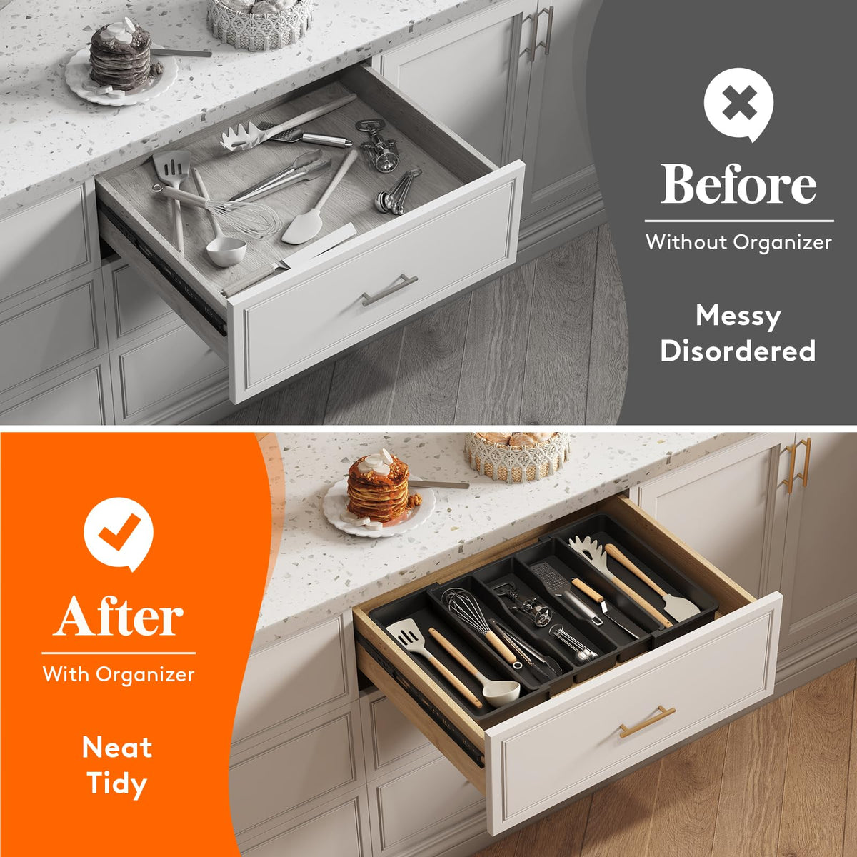 Lifewit BPA-free organizer with curved grooves keeping utensils upright.