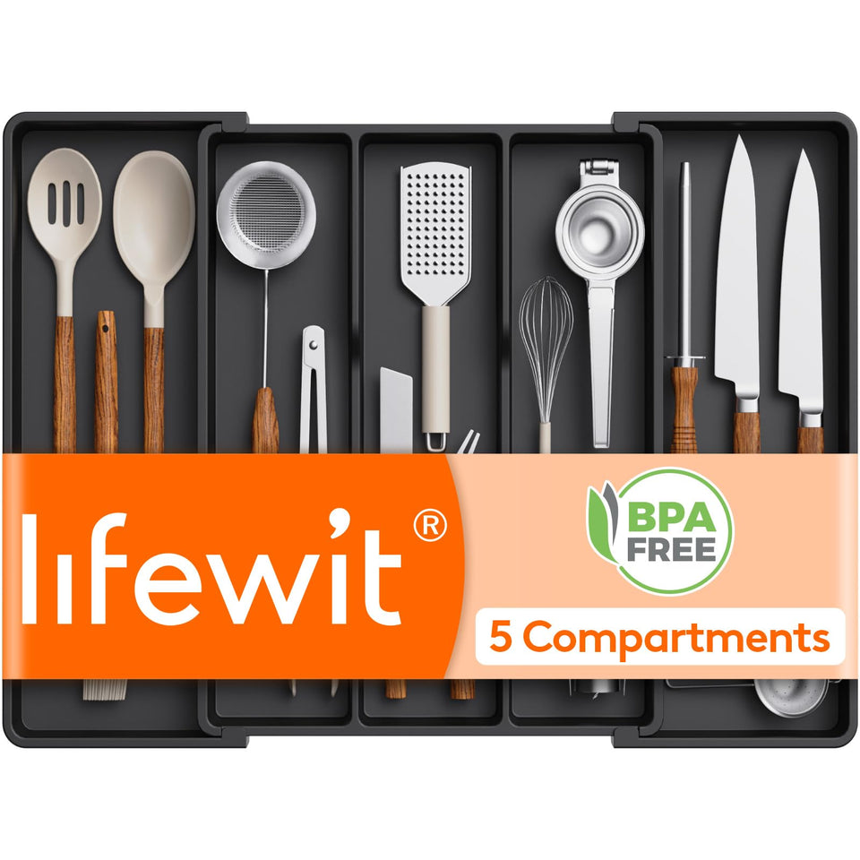 Lifewit Utensil Organizer with three large compartments for easy utensil access