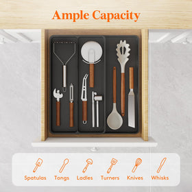Lifewit utensil organizer folded compact shows space-saving design for small drawers