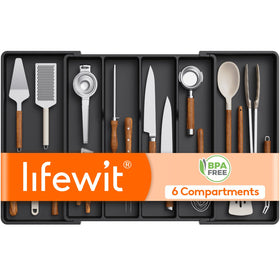 Lifewit utensil organizer drawer folded shows compact storage for small spaces