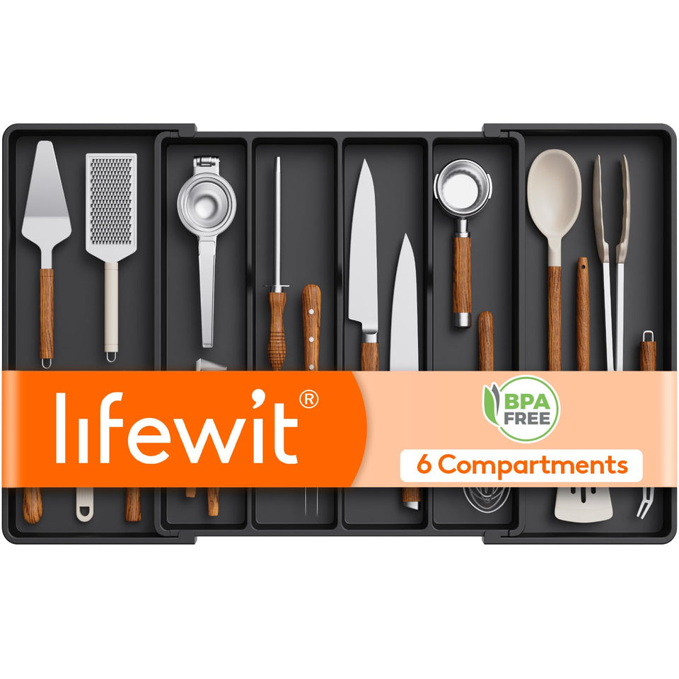 Lifewit utensil organizer drawer folded shows compact storage for small spaces