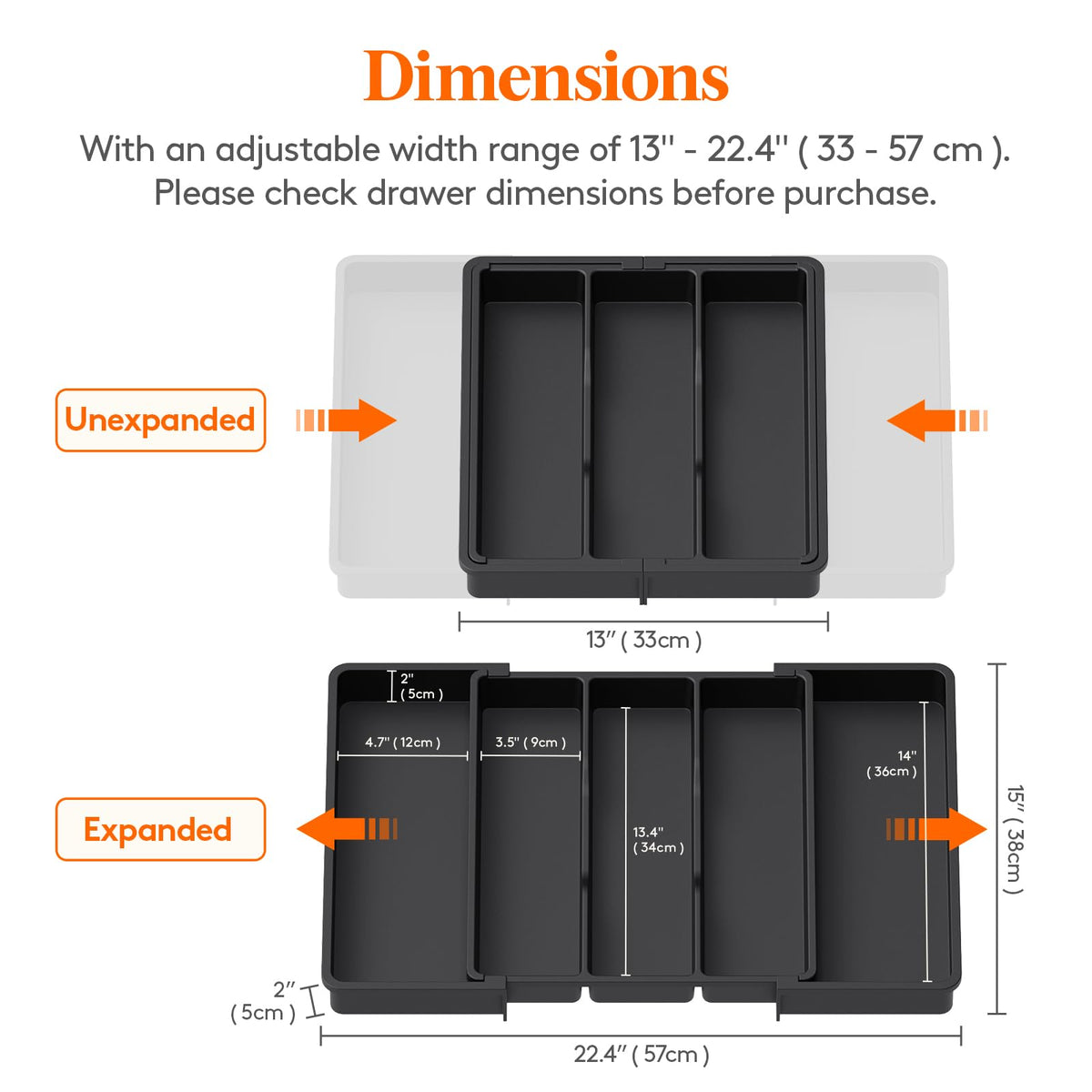 Lifewit utensil organizer in a drawer with the lid open and utensils visible for easy access.