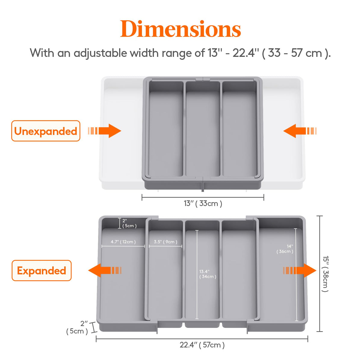 Lifewit utensil organizer with expandable side slots for extra utensils.