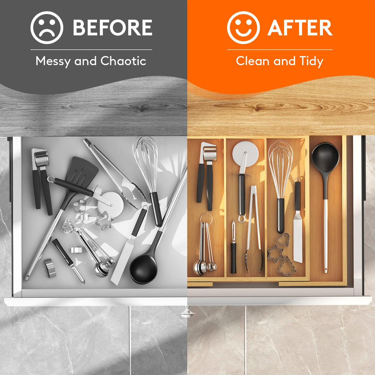 Natural finish is easy to wipe clean for daily use.
