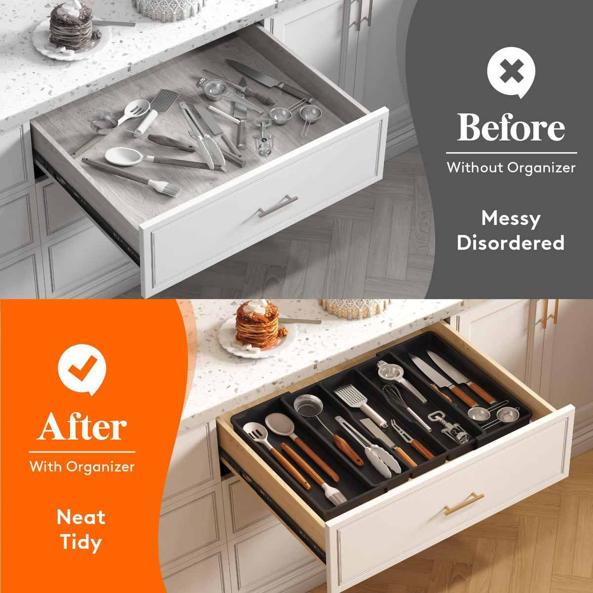Lifewit solid bottom and attached dividers keep items organized