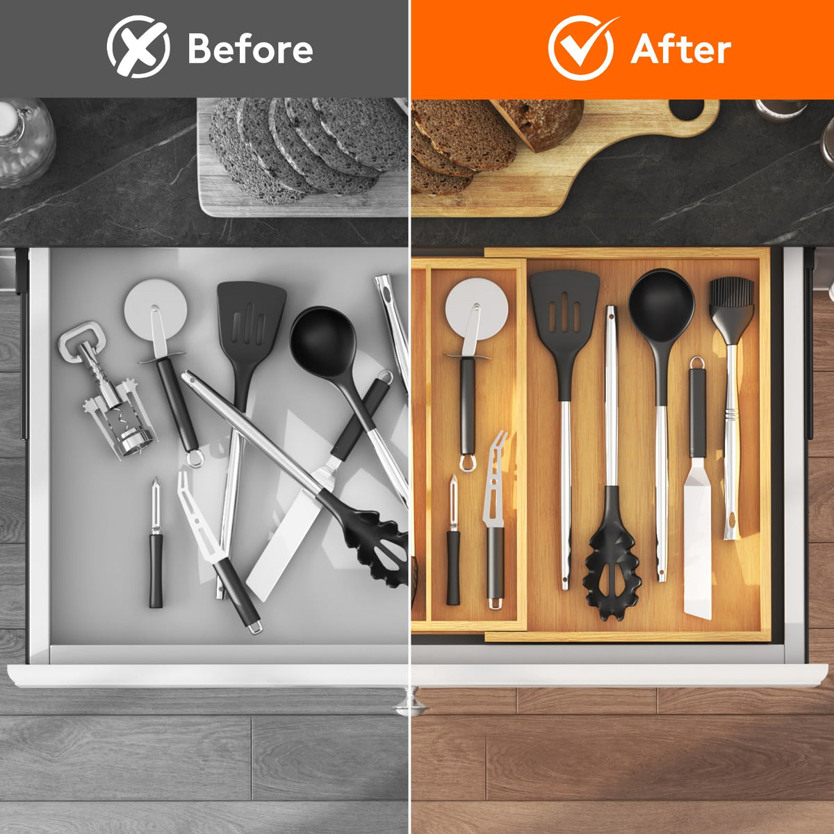 Lifewit versatile storage in any kitchen drawer