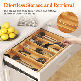Lifewit organizer offers wide drawer storage for spatulas, tongs and knives