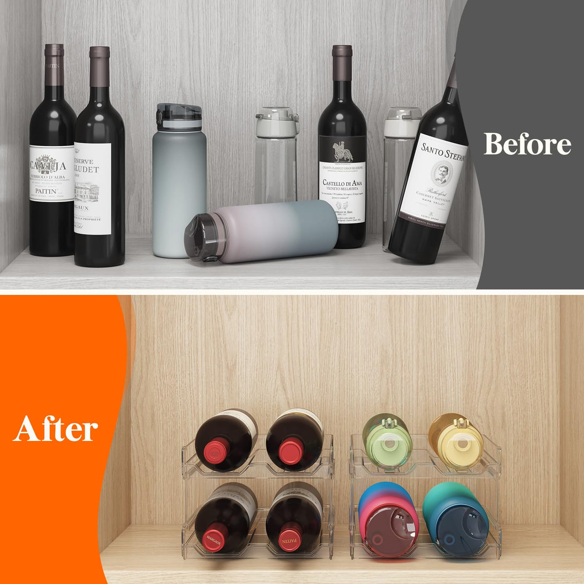 Lifewit rack is easy to pull out and access bottles for everyday use.