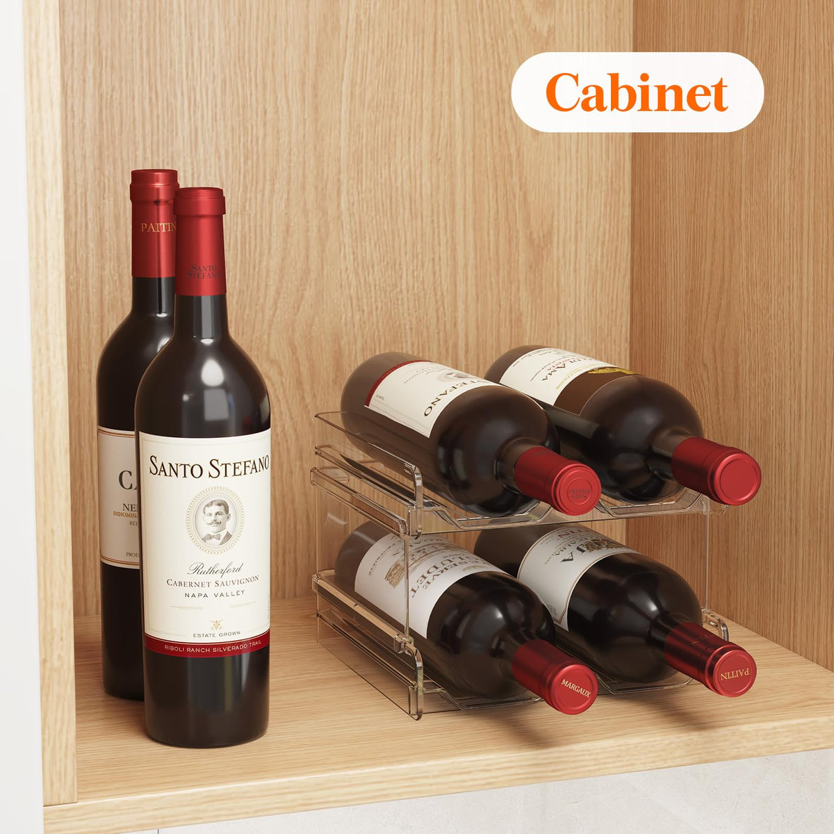 Lifewit PET material wine rack holds bottles securely with easy cleaning.