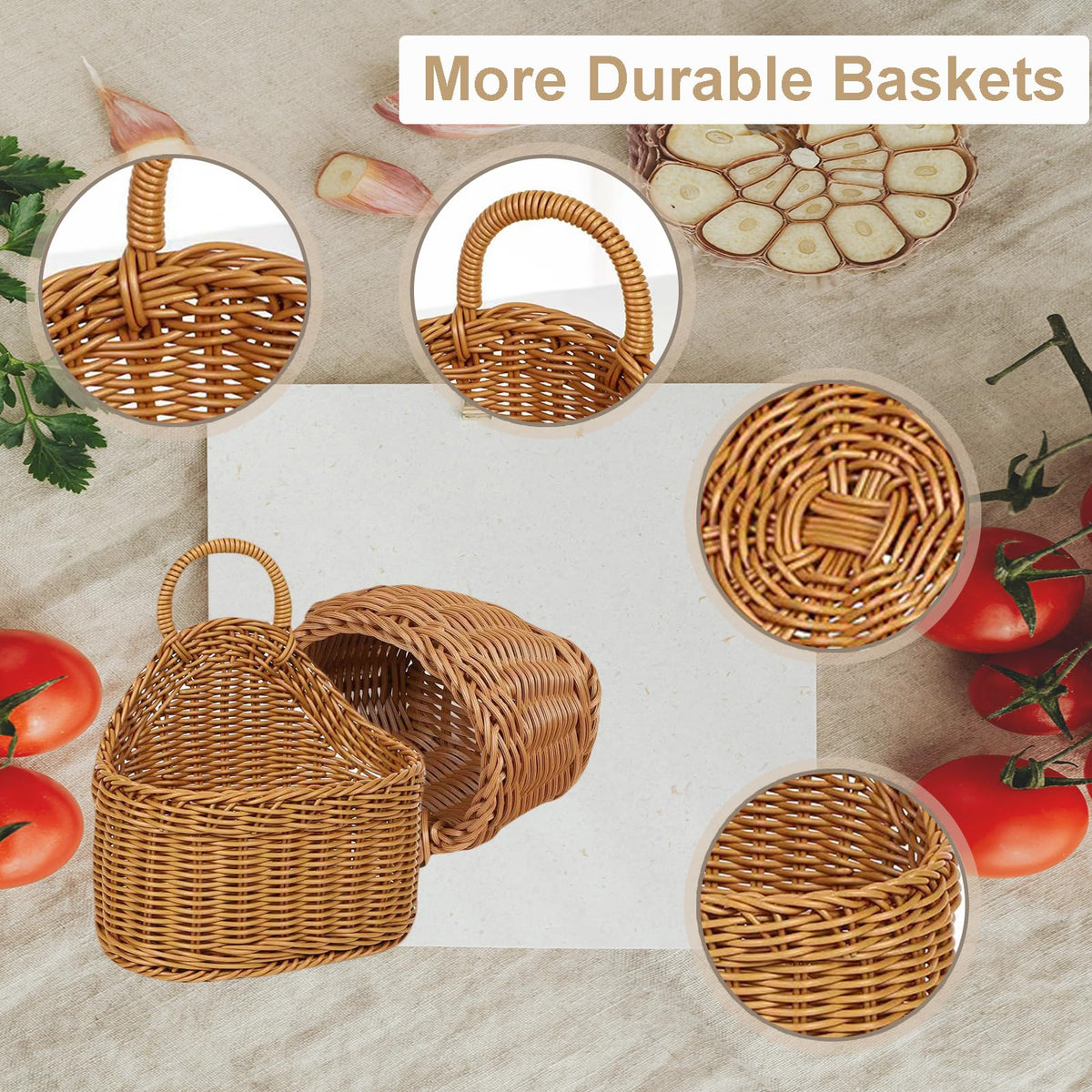 LIFTATAPA brown PP woven basket close-up showing durable, washable surface