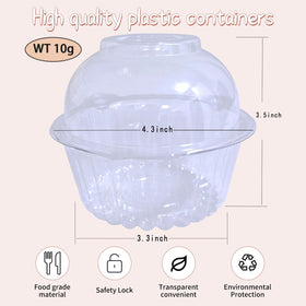 Lifuope 100-pack muffin containers show secure snap-lid designs for easy transport.